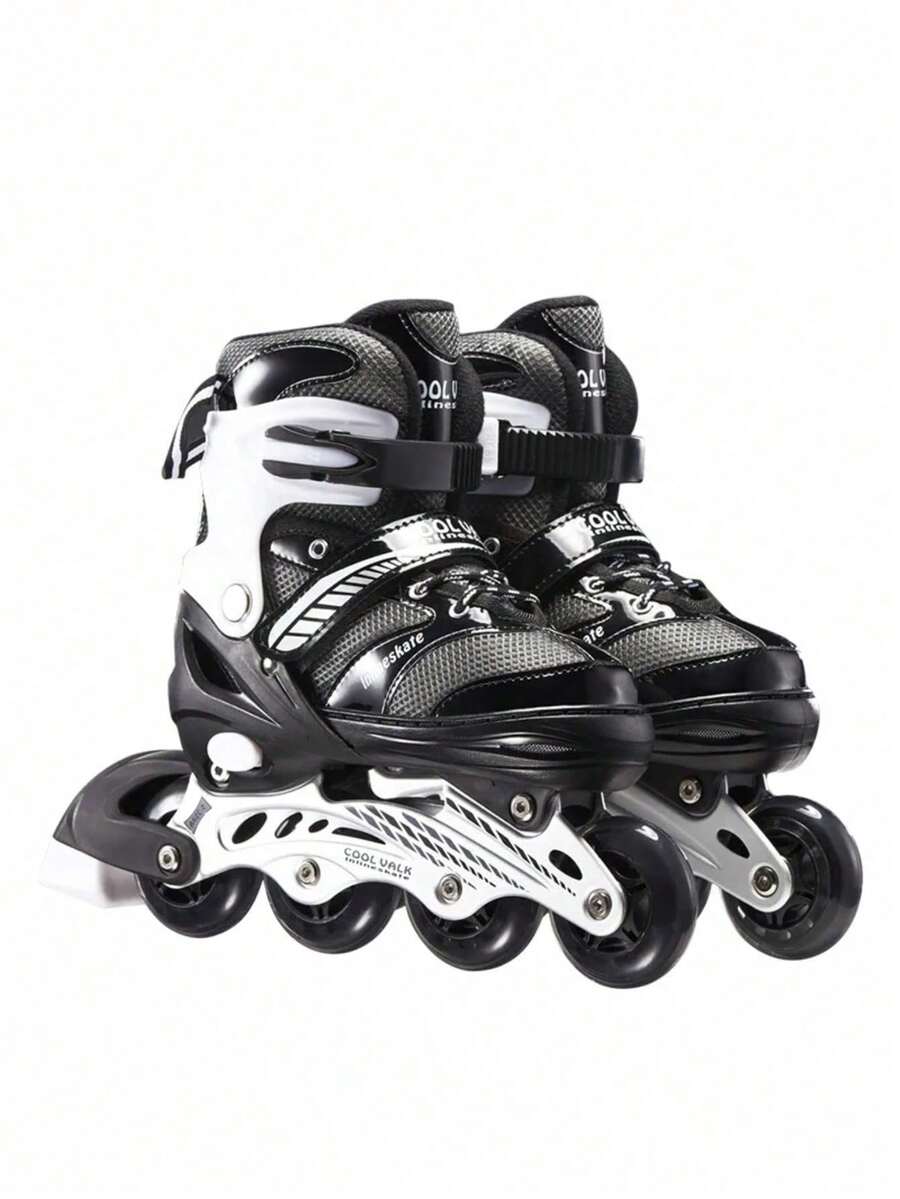 Patines en Paralelo Ajustables con Kit de Protección Patines 4 Ruedas Luminosas para Niños y Principiantes - Negro - Ver 1