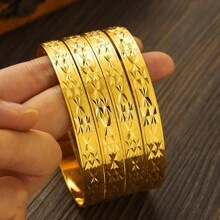 4pcs/Set African Dubai Saudi Arabian Women Bracelet, Inner Diameter: 45mm/55mm/65mm/70mm, Gold Or Silver Jewelry Bracelet, Birthday Gift