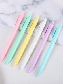 6pcs Creative Macaron Color Retractable Ballpoint Pens, Candy-Colored Exam Writing Pen For Students, Office School Stationery - Multicolor - View 13
