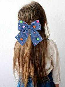 1pc Cute Colorful Pearl And Navy Blue Fabric Bowknot Hairband For Kids
