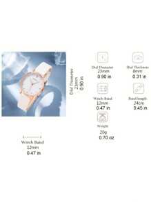 1 pieza Reloj de mujer con decoración de estrás y movimiento de cuarzo y 1 pieza Pulsera - Oro rosa - Ver 4