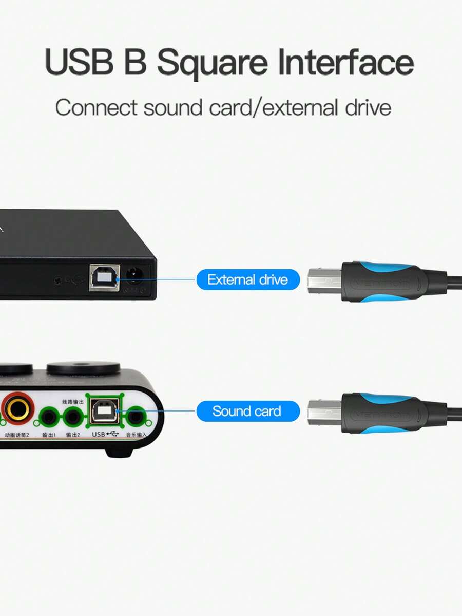 Cable de impresora USB 2.0 VENTION con conector USB A macho a USB B