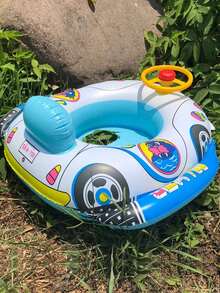 1 szt. Letni nadmuchiwany pierścień do pływania z kreskówki PCV, nadmuchiwany pierścień do pływania z PCV, samochód/łódź, nadmuchiwany pierścień do pływania, nadmuchiwany pierścień do pływania z kierownicą, pierścień do pływania dla początkujących, pierścień do pływania z kreskówek z uchwytem, klakson samochodowy, pierścień do pływania z łodzi, pływający basen, rząd policyjny samochód, łódź, chłopiec i dziewczynka mogą być odpowiednie na imprezę przy basenie, basen, basen, park wodny - Wielokolorowe - Zobacz 11