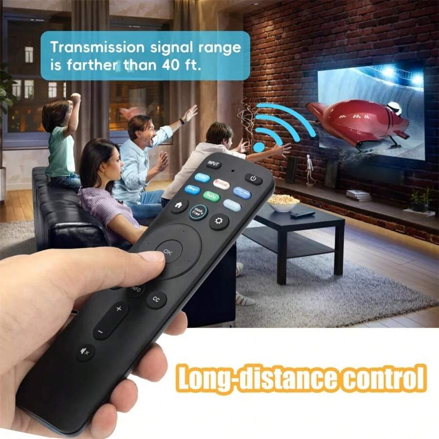 XRT260遙控器：完美配備 Vizio V 系列和 M 系列4K HDR智能電視，快速訪問、+、Prime Video、Hulu和更多功能 - 黑色 - 查看 1