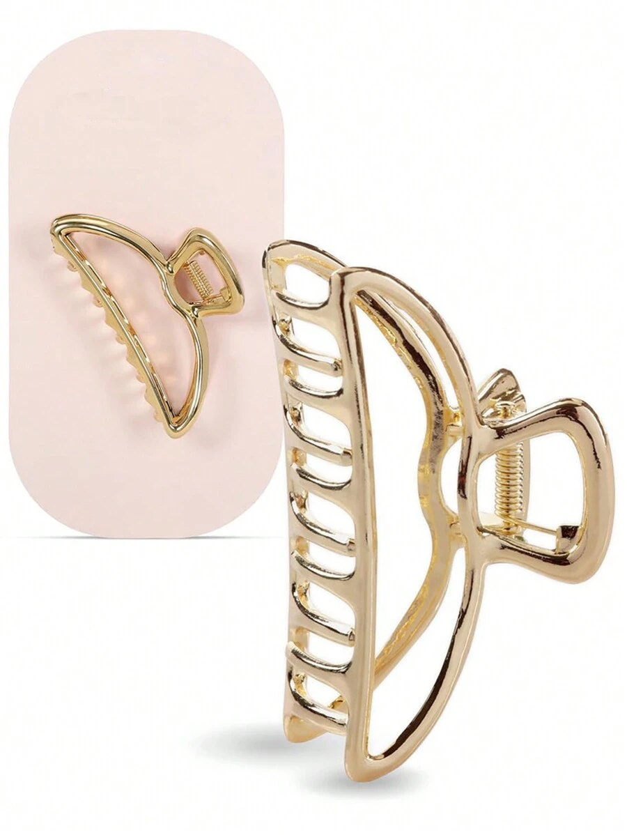 Gold Metal Claw Clips - Large Claw Clips For Thick Hair, Gold Hair Clips For Girls, Metal Hair Clips For Women, Gold Claw Clips For Thin Hair, Metal Hair Claw Clips For Women & Cute Hair Clips,Gold Head Piece Hair Jaw Clip Hair Clamps Hair Clutch Hair Catcher Clip, Casual