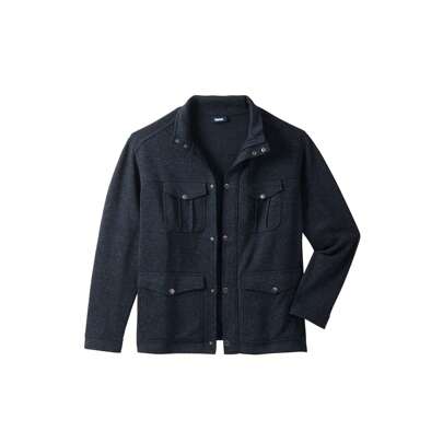 KingSize Men's Big  Tall Sweater Fleece Multi-Pocket Jacket - Big - XL, Gray