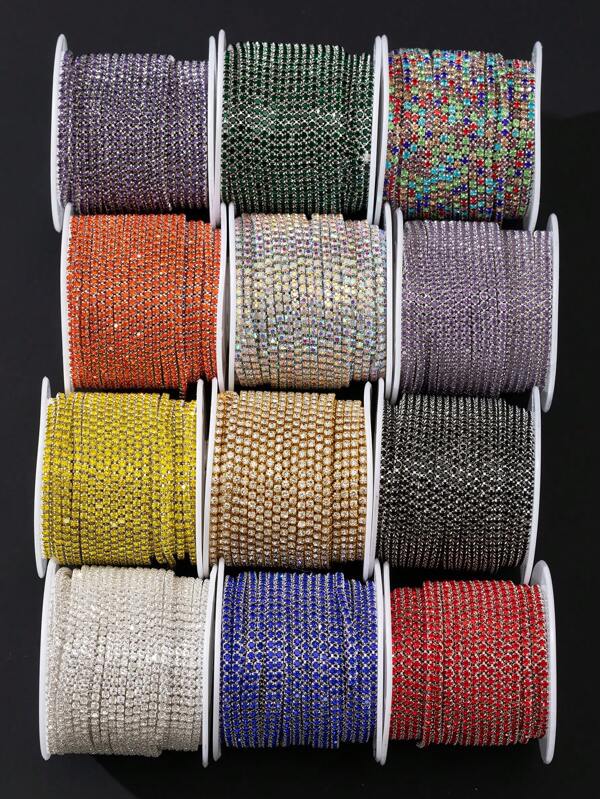 لفة واحدة سلسلة خرز الراين سوبر سباركل 450سم، مناسبة لديكور فن الأظافر، وزينة الأحذية والملابس، وزينة صندوق الهاتف المحمول، وزينة الزجاجة المياه، وصنع المجوهرات DIY لصنع أساور، الأنكلتات، إلخ.