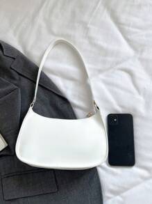 Fashionable Lightweight And Simple Shoulder Bag,Suitable For Any Occasions, Minimalist Style Women Bag, Tready Crescent Moon Bag For Women - White - View 7