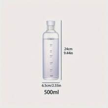 1入組500ml/17oz透明刻度防漏水瓶-輕便攜帶，適用於日常生活、戶外運動和健身 - 無色 - 查看 2