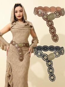 Boho 1pc Thời trang cổ điển chạm khắc hoa phong cách phương Tây & vùng đất hoang cho phụ nữ thắt lưng khóa, nhẫn tròn Bohemian đồng trang trí phụ kiện cho váy, váy ngắn và quần jean mặc hàng ngày Halloween - Nhiều màu - Xem 1