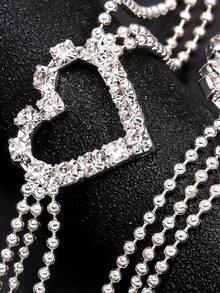 1pair Silver Heart Shaped Rhinestone Bridal Bra Straps For Party Wedding Lingerie - Silver - View 4