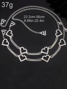 1pair Silver Heart Shaped Rhinestone Bridal Bra Straps For Party Wedding Lingerie - Silver - View 5