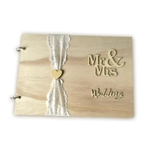 1pc Wooden Wedding Guest Book Memorandum, Photo Album, Creative Notebook For Mr. & Mrs. Guest Signing Book, Suitable For Wedding Decorations - Shape - View 14