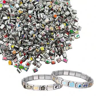 5/10 件随机意大利饰品手链套装，各种饰品和开启工具，9 毫米模块化饰品手链链接手工制作 DIY 珠宝礼物