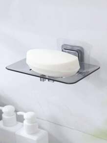 1入浴室用透明壁掛式排水皂盒，不需鑽孔的塑膠皂盤架 - 彩色 - 查看 4