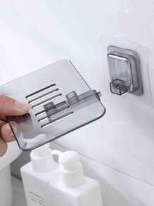1入浴室用透明壁掛式排水皂盒，不需鑽孔的塑膠皂盤架 - 彩色 - 查看 8