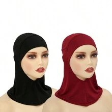 2入組新款圓形開口彈性女式鬼頭帽，圍巾，針織毛帽，頭巾