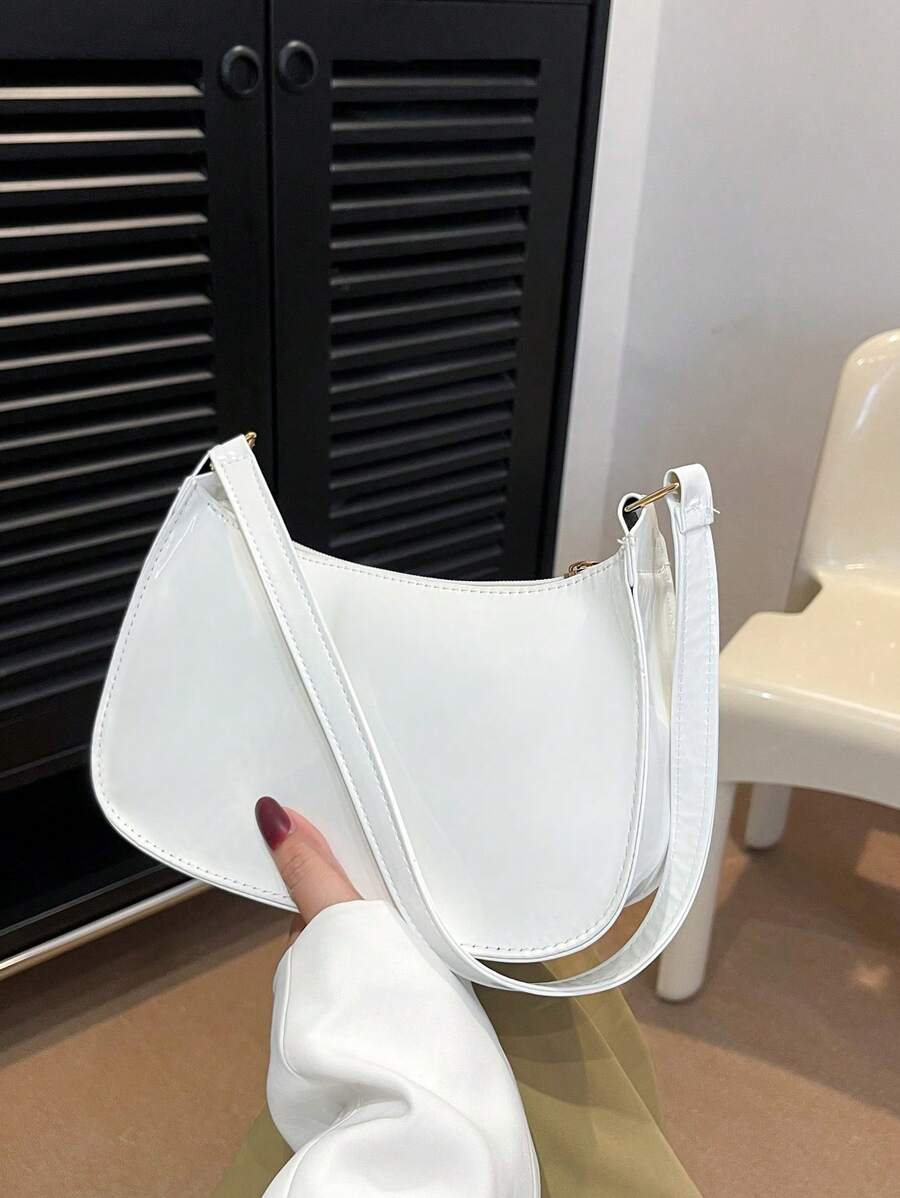 Fashionable Lightweight And Simple Shoulder Bag,Suitable For Any Occasions, Minimalist Style Women Bag, Tready Crescent Moon Bag For Women - White - View 1