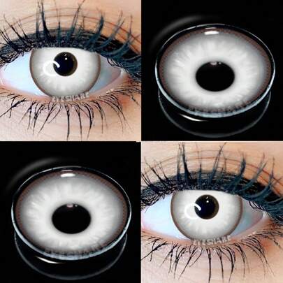 EYESHARE 1 paire de lentilles de contact de couleur yeux noirs et blancs pour le maquillage et le costume de cosplay d'Halloween. Lentilles jetables annuelles de 14,2 mm