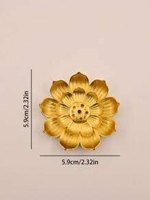 1入組青銅合金蓮花造型多孔線香座 - 金色 - 查看 2