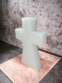 大型十字形芳香蜡烛、白色十字蜡烛、纪念蜡烛、工艺蜡烛、装饰蜡烛。 - 白色 - 查看 2