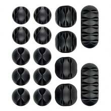 24 cái/bộ Giá đỡ cáp kết hợp, Kẹp cáp để bàn, Bộ sắp xếp cáp, Hệ thống quản lý dây, Cuộn cáp có mặt sau dính - trắng - Xem 5