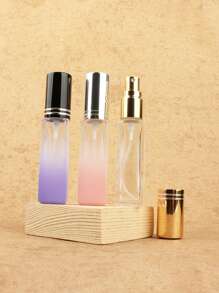 3pcs/6pcs/12pcs/18pcs 10ml Square Glass Refillable Makeup Toner Perfume Small Sample Transparent Fine Mist Spray Bottle, Black/Amber, With Funnel Atomizer, Rose Gold/Purple/Pink