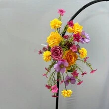 Artificial Flowers, Orange Rose, Orange Carnation, Magenta Queen Rose, Mori Style Chrysanthemums, Wedding Arch Floral, Party/Wedding Decor, Valentine's Day, Gift Gifts Birthday Graduation - Orange - View 4