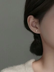 1 Pair Fashionable And Gorgeous 925 Sterling Silver Natural Freshwater Small Pearl Women's Earrings Mini Minimalist Style High-End Earrings With Ear Hole Care Jewelry Suitable For Daily Wear Or Gift Giving - Multicolor - View 6