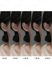 1 Pair Fashionable And Gorgeous 925 Sterling Silver Natural Freshwater Small Pearl Women's Earrings Mini Minimalist Style High-End Earrings With Ear Hole Care Jewelry Suitable For Daily Wear Or Gift Giving - Multicolor - View 7