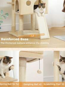 PAWZ Road Large Cat Tree With 2 Plush Condos, 162CM Multi-Level Cat Tower Scratching Post With Spacious Platforms & Hammock And Replaceable Hanging Balls In Gray