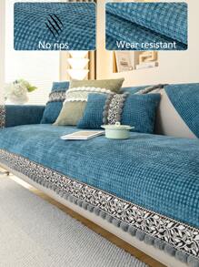 1pc All Season Universal Sofa Seat Cushion Cover, Modern Minimalist Non-Slip Fabric Sofa Throw Pillow Slipcover, Removable Machine Washable, Fits L-Shaped Chaise And 1-4 Seater Sofa