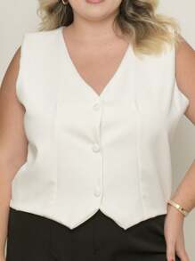 Plus Size Tank Tops & Camis - trắng - Xem 1