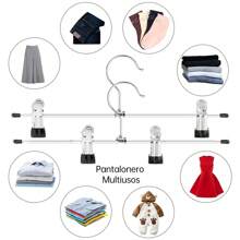 50PCS Estantería de pantalones Ganchos para Pantalones con Clip Perchas para Ropa 30CM Metal Ligero Resistent Antideslizantes Duradera Ajustables con Gancho Giratorio Perchas para Faldas Jeans Adultos Hogar,Perchas para Pantalones con Clip - Antideslizantes con Clips Ajustables Que no Deja Marcas Perchas de Metal Resistente Pantalones con Gancho Giratorio Perchas para Faldas y Jeans  Organizador de Armario - Plateado - Ver 11
