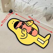 1 件卡通小黄人趣味地毯，毛绒动漫人物吃滑板形状地毯，加厚天鹅绒植绒底不对称地毯，耐磨床边垫，适用于客厅、卧室、厨房、浴室、洗衣房、走廊、入口、游戏室、男孩游戏室装饰、家居装饰 - 彩色 - 查看 3
