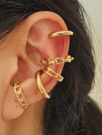 5 件套时尚简约水晶耳夹套装，适合女士，适合约会、派对、日常佩戴、情人节礼物，适合情人节、妈妈、母亲、母亲节、礼物