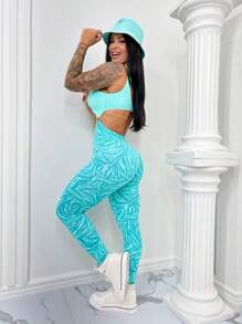 Women Sports Jumpsuits - Azul Agua - Ver 2