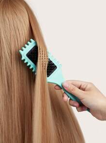 1入組梳齒解結梳，帶手柄的氣墊梳，專業髮型梳，彈性定義造型梳，定義造型髮梳，適用於卷曲，直髮，女性，兒童，女士理髮造型梳，濕式和干式皆可，SPA，護髮，女孩禮物（綠色，灰色） - 彩色 - 查看 6