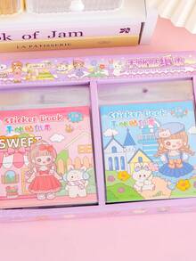 1本小女孩主題貼紙手冊，適用於日誌、剪貼簿和手工藝，每本書附有5張漫畫主題的預裁和DIY貼紙 - 彩色 - 查看 5