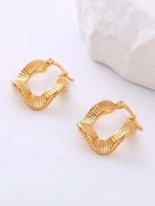 1pair Women Fashionable Gold Earrings Suitable For Daily Wear - Gold - View 5