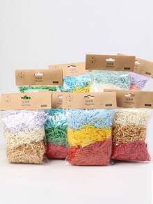 30g Colorata carta di paglia sminuzzata riempitiva di scatole regalo per le festività, carta colorata a strisce di fiore riempimento cesto regalo - Multicolore - Visualizzare 2
