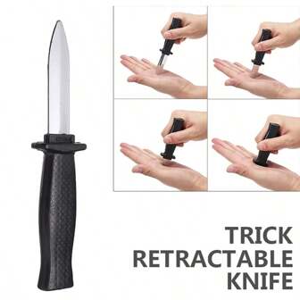 1pc Props Toys Joke Magic Plastic Retractable Knife Joke Prank Props Knife Scary Trick Fake Dagger Funny