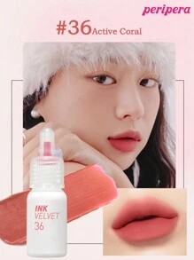K-Beauty Peripera Ink The Velvet Liquid Lipstick, High Pigment Color, Longwear, Weightless, Gluten-Free, Paraben-Free Velvet Matte Lipstick, Liquid Lipstick, Smooth, Long Lasting, K-Beauty, Korean Makeup - #36 Active Coral - 查看 5
