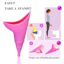 Portable Reusable Urinal Funnel With Extension Tube Urinal Standing Up To Pee Funnel For Camping,Hiking Female Urination Device Female Silicone Urinal - Blue - View 6