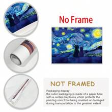 1 件艺术帆布画，梵高油画帆布画墙面艺术，星空下的猫猫海报，浴室卧室办公室客厅家居墙壁装饰艺术墙画，无框架，房间海报，家居装饰，复古房间装饰美学，Cottagecore 墙壁装饰 - 彩色 - 查看 11