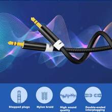 Black/Silver Aux Cable Audio Extension Strong Braided 3.5mm Stereo Jack Male To Male For Car PC IPod MP3 Headphone Plug Auxiliary Lead - Black - View 11