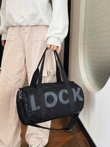 男士大容量尼龙旅行包，时尚多功能储物袋，新款撞色设计旅行单肩包（旅行背包，外出手提包）旅行包旅行收纳包机场旅行服装旅行用品行李包圣诞礼物创意女士女孩圣诞礼物送给妈妈生日礼物妈妈朋友健身包运动包训练包度假节日感恩节感谢礼物旅行箱过夜包行李袋周末包行李袋随身携带包大学包行李袋周末包医院包冬季 - 黑色 - 查看 3