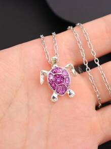 1pc Cute Fashionable Small Turtle Necklace Pendant With Ocean Heart Design, Popular Women Jewelry - Baby Turtle - View 9