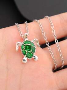 1pc Cute Fashionable Small Turtle Necklace Pendant With Ocean Heart Design, Popular Women Jewelry - Baby Turtle - View 11