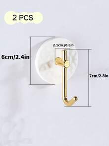 2pcs Light Luxury Acrylic Wall Hook, Strong Adhesive Punch Free Hanging Hook, Traceless Sticky Hook, Wall Bathroom Towel Hanging Hook, Household Accessories - White - View 2